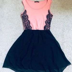 Juniors High Low Skater Dress with Lace Sz 3